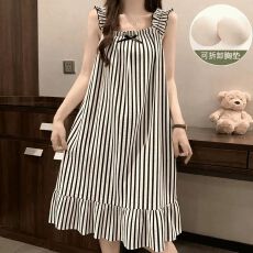 批发53花型带胸垫泡泡棉睡衣女夏季爆款睡裙吊带印花公主风家居服