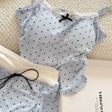 批发带胸垫 冰丝螺纹吊带性感睡衣夏季新款少女甜美家居服套装可外穿