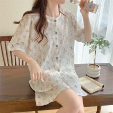 批发【实拍】树皮皱 日系可爱月亮兔2026夏季新款家居服休闲可外穿