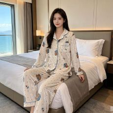 18款金钻绒春秋冬季长袖长裤睡衣女开衫翻领保暖舒适套装家居服