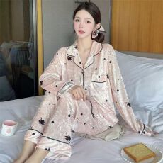 18款金钻绒春秋冬季长袖长裤睡衣女开衫翻领保暖舒适套装家居服