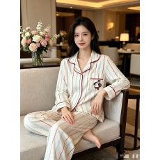 26花型 240克螺纹德绒秋冬季甜美卡通翻领开衫睡衣女士家居服