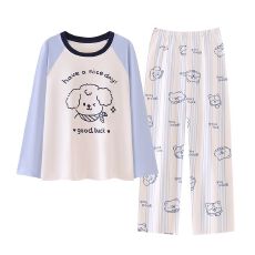 批发秋季新款睡衣<b class='q'>女</b>拉架仿棉圆领套头长袖<b class='q'>长裤</b>固定胸垫家居服套装