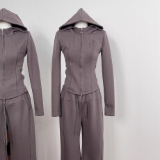 批发实物实拍柏林回廊 套装女运动休闲连帽卫衣外套阔腿裤两件套<b class='q'>冬</b>季