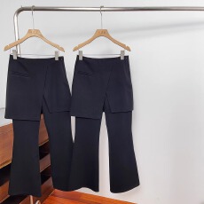 批发实物实拍 黑色假两件设计感弹力搭片垂感微喇裙裤休闲裤显瘦长裤