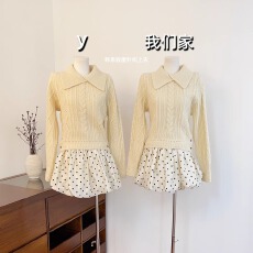 批发实物实拍 polo翻领绞花显瘦<b class='q'>针织衫</b>毛衣女打底衫外穿