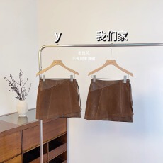 批发复古老钱风不规则半身裙女<b class='q'>冬</b>季拼皮麂皮显瘦百搭短裙