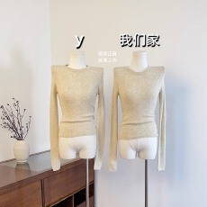 批发实物实拍 燕麦奶芙温柔气质圆领百搭修身羊毛打底针织衫上衣