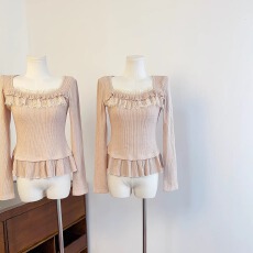 批发实物实拍 甜美粉色<b class='q'>毛衣</b>冬季内搭女上衣千金风针织衫2025<b class='q'>新款</b>