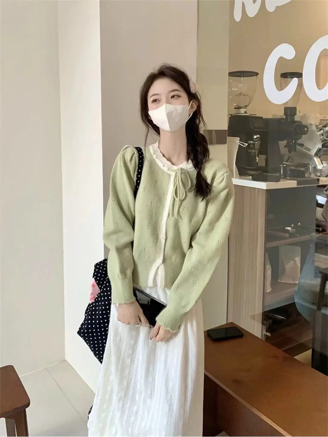 리본 디테일 니트 카디건 상세 이미지 1