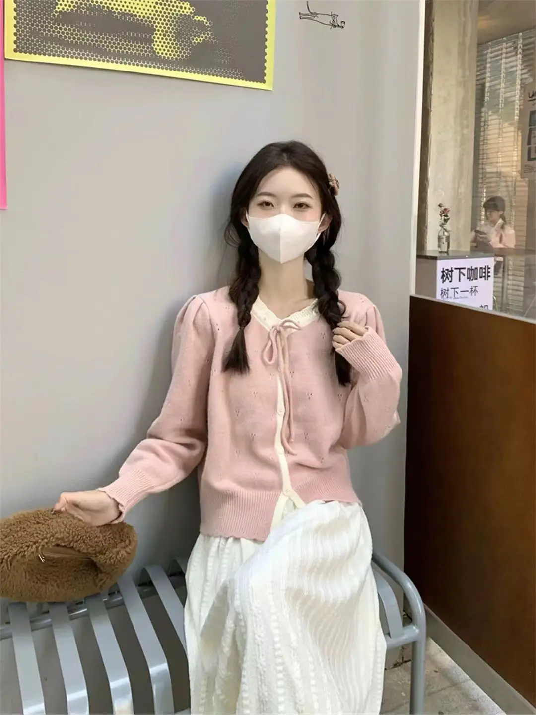 리본 디테일 니트 카디건 상세 이미지 3