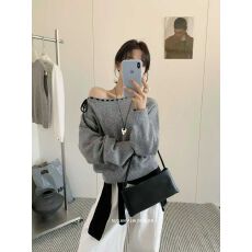 批发慵懒风宽松灰色毛衣女秋季2025新款<b class='q'>韩版</b>小众设计感显瘦气质针织衫