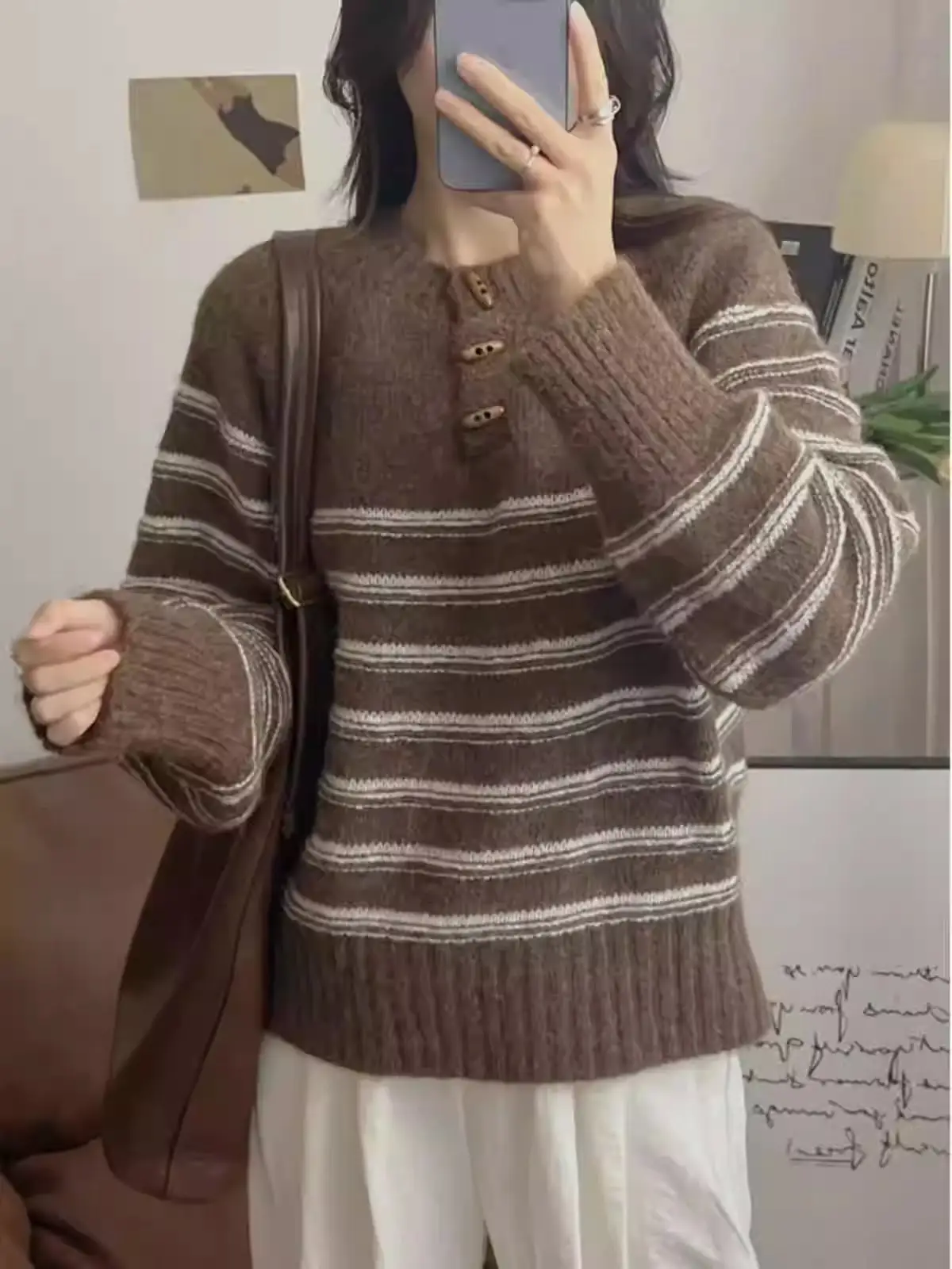 알파카 감성 스트라이프 니트 상세 이미지 3