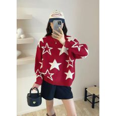 批发本命年红毛衣<b class='q'>大码</b>女装2025冬季新款慵懒风胖显瘦新年红色针织毛衣