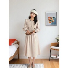 批发外贸刺绣小花拼接假两件针织连衣裙女秋冬<b class='q'>甜美</b>减龄收腰气质打底裙