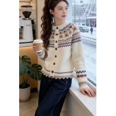 批发巨好看的费尔岛套装女2026冬季新款慵懒风加厚针织衫<b class='q'>牛仔裤</b>两件套