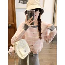批发小香风条纹氛围感穿搭针织<b class='q'>开衫</b><b class='q'>女</b>早秋设计感外穿韩系短款上衣外套