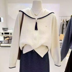 批发秋装新款女<b class='q'>韩版</b>宽松时尚甜美海军领线衫开衫百搭休闲毛衣<b class='q'>外套</b>上衣