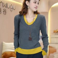 批发假两件针织衫<b class='q'>女</b>2025新款今年流行爆款内搭<b class='q'>打底衫</b>洋气显瘦长袖上衣