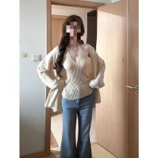 批发纯欲辣妹挂脖式吊带背心女秋季新款慵懒<b class='q'>宽松</b>针织开衫长袖上衣套装