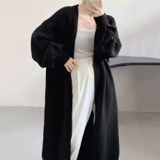 批发加厚秋冬长款<b class='q'>外套</b>秋冬季新款毛衣过膝宽松慵懒针织开衫<b class='q'>大衣</b>高级