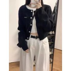 批发春秋韩系穿搭超好看高级感蓝色<b class='q'>针织</b>衫女2026新款<b class='q'>开衫外套</b>短款上衣