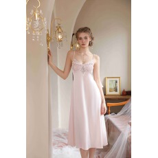 批发原创.女士<b class='q'>性感</b>风睡裙 <b class='q'>夏季</b>高弹缎蕾丝拼接 冰丝薄款居家服饰女