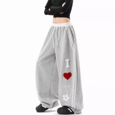 批发女生裤子春秋款2025新款<b class='q'>儿童</b>彩心外穿设计感小众运动休闲卫裤潮流