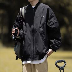 批发2025春秋棒球领夹克男潮流百搭宽松男装<b class='q'>外套</b>痞帅<b class='q'>休闲</b>飞行员上衣潮