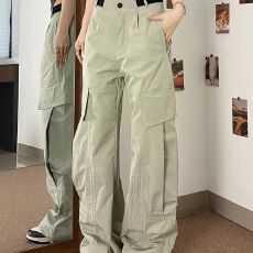 批发美式cargo重工大口袋工装裤男女潮牌高街复古廓形结构伞兵冲锋裤