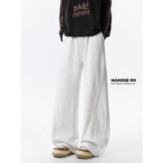 批发美式直筒灰色<b class='q'>运动</b>卫裤子男女春秋季新款潮牌百搭宽松休闲阔腿长裤