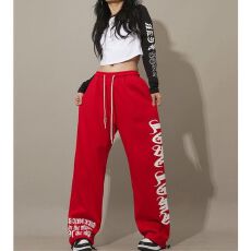 批发欧美跨境亚马逊速卖通高腰抽绳宽松辣妹风jazz跳舞hiphop<b class='q'>运动裤</b>女