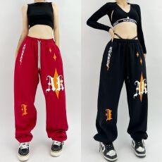 批发欧美跨境亚马逊速卖通高腰抽绳宽松辣妹风jazz跳舞hiphop<b class='q'>运动裤</b>女