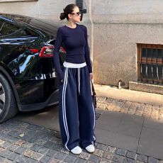 批发美式弯刀<b class='q'>运动裤</b>女款秋季2025新款小个子休闲直筒宽松阔腿香蕉卫裤