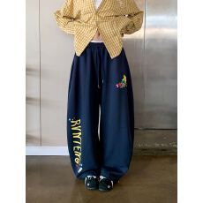 批发美式复古宽松彩色字母<b class='q'>印花</b>运动卫裤垂坠感街舞裤子休闲长裤
