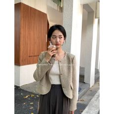 批发原版优质面料+双层内里 圆领外套上衣小个子<b class='q'>西装</b>复古秋季法式