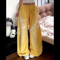 批发渐变字母<b class='q'>印花</b>休闲裤女2025秋季跳舞爵士阔腿裤子