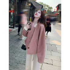 批发原版优质面料 有内里 秋冬圆领小清新宽松显瘦小香风气质羊毛上衣