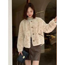 批发原版加厚夹棉+双层内里 小个子时尚百搭外套貂绒颗粒绒仿水貂皮草