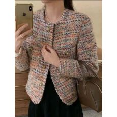 批发彩色粗花呢<b class='q'>女</b>春秋冬上衣2025新款法式气质休闲百搭加厚短款外套