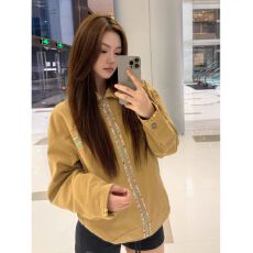 批发美式复古刺绣工装夹克外套女2025新款秋季宽松休闲情侣上衣潮