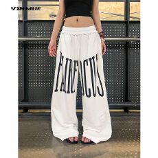 批发原版纯棉华棉复合面料字母<b class='q'>印花</b>高质量卫裤）白色 黑色