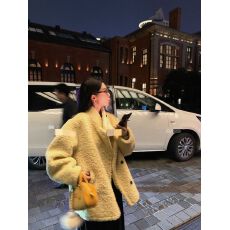 批发原版加厚皮毛一体面料 皮草<b class='q'>女</b>2025新款皮毛一体外套冬季加厚大衣