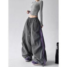 批发加绒加厚工装裤女2025冬季美式潮牌休闲宽松显瘦直筒阔腿<b class='q'>运动裤</b>子