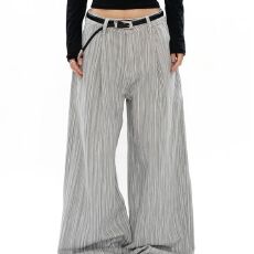 批发美式B计划<b class='q'>设计</b>感春秋季新款青年男女长裤肌理感条纹褶皱休闲西裤