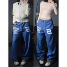 批发美式街头风字母印花卫裤女春秋宽松直筒长裤复古hiphop休闲<b class='q'>运动裤</b>