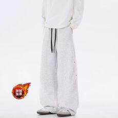 华棉复合贝贝绒直筒卫裤男女秋冬保暖休闲裤宽松加绒运动裤