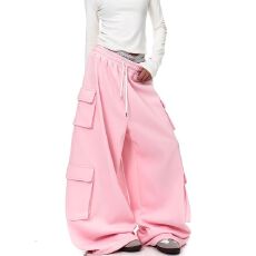 批发【纯棉复贝贝绒】工装裤新视觉冬季女休闲加绒大口袋运动宽松长裤