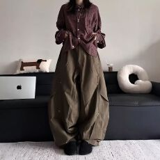 批发【休闲裤】褶皱凯尊度设计感宽松休闲裤男女宽松阔腿裤工装裤<b class='q'>长裤</b>