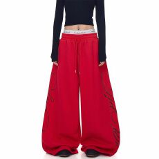 批发好质量原版做工重工烫钻设计感加绒卫裤<b class='q'>男</b>女爵士舞宽松阔腿裤